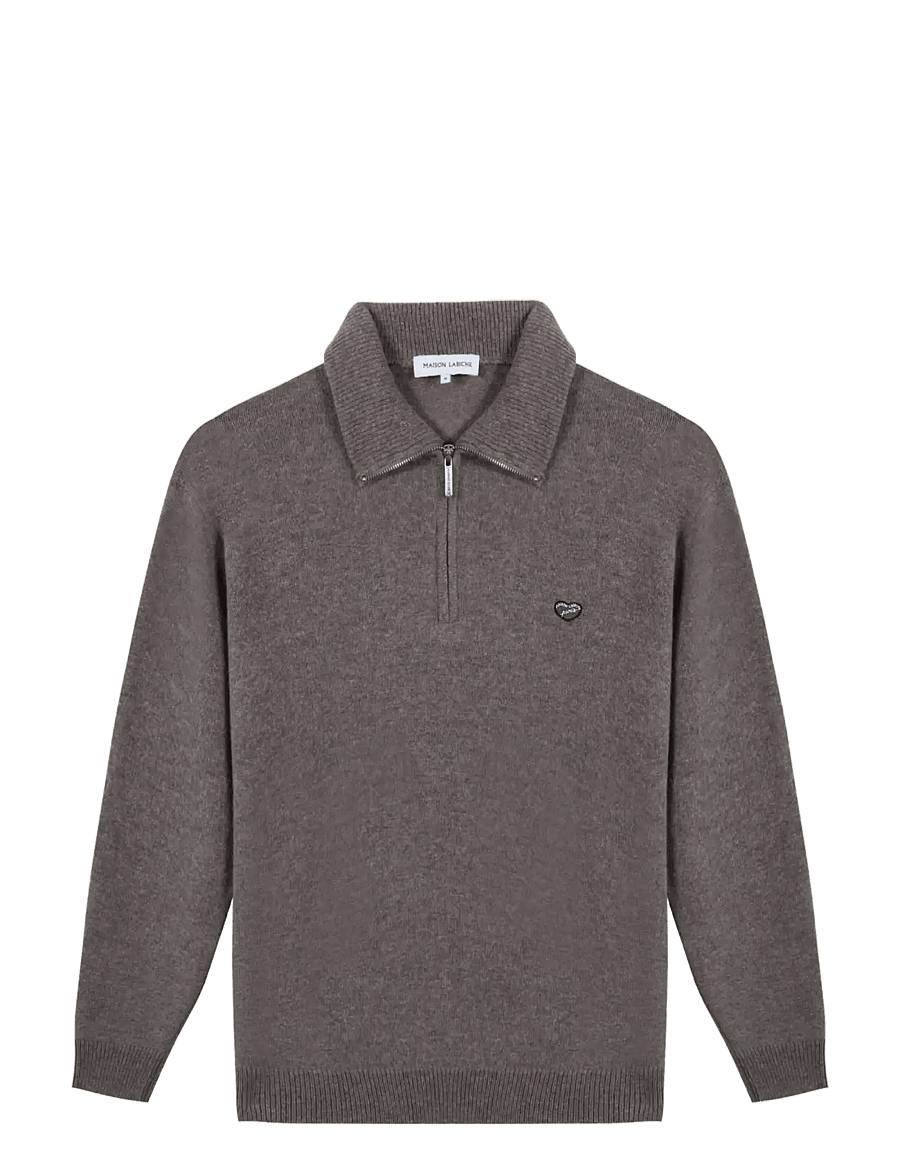Maison Labiche - DELEPINE PATCH COEUR - halfzip strik - coffee - 0