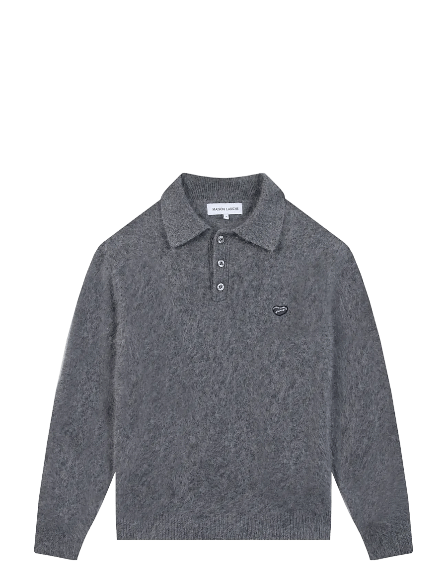 Maison Labiche - ESPEREY MINI PATCH COEUR - trikotažiniai polo marškinėliai ilgomis rankovėmis - dark heather grey - 1