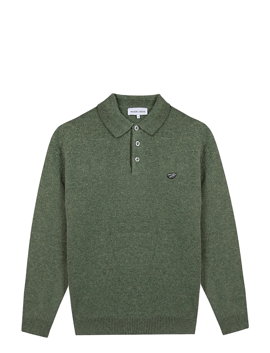 Maison Labiche - GUILLAUMIN PATCH COEUR - pitkähihaiset neulepoolot - olive green - 0