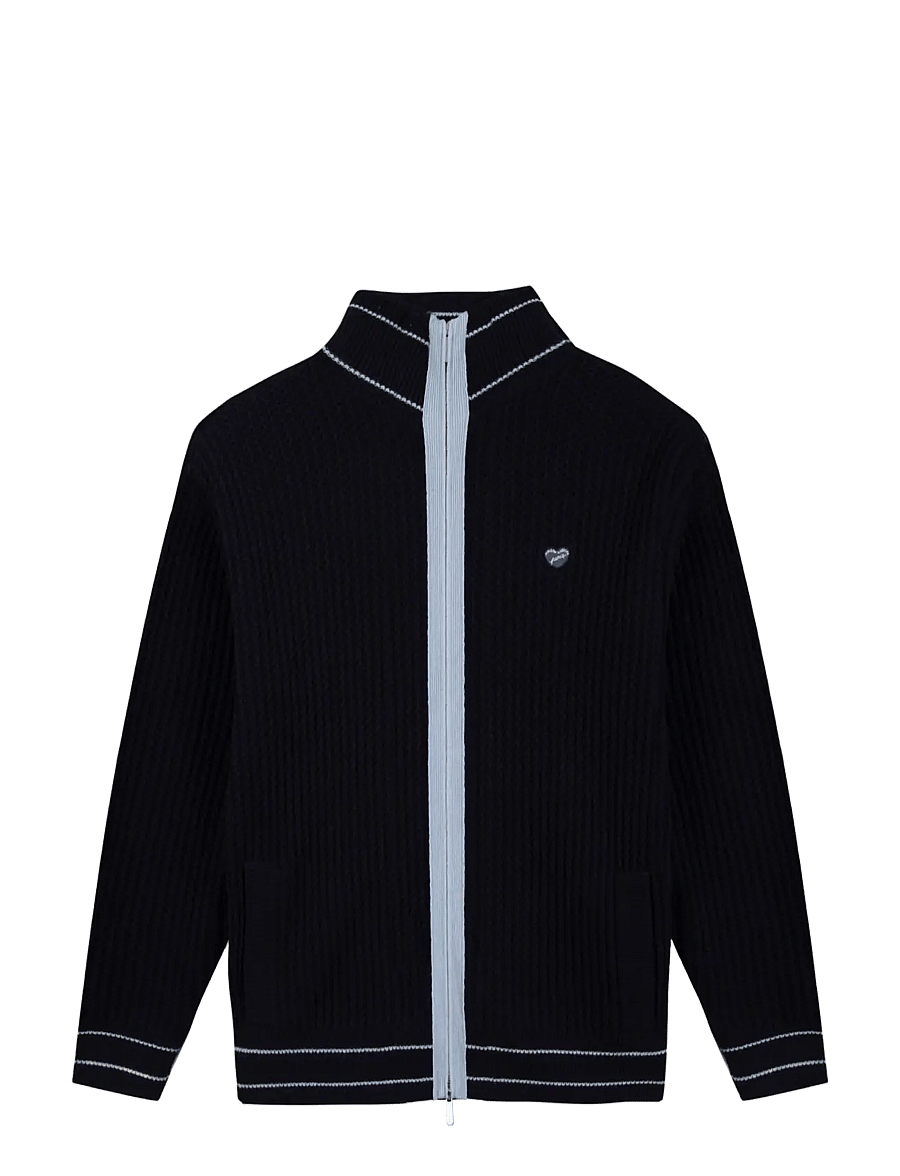 Maison Labiche - KELNER PATCH COEUR - full zip jumpers - navy slate blue - 0