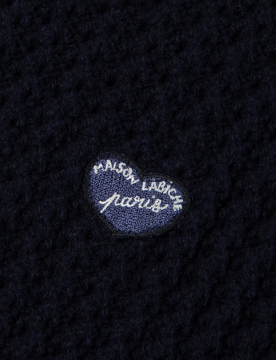 Maison Labiche - KELNER PATCH COEUR - full zip jumpers - navy slate blue - 2