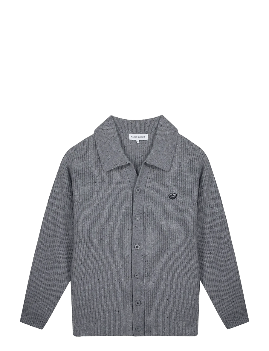 Maison Labiche - TOULLIER PATCH COEUR - langärmelige strick-polohemden - light heather grey - 0
