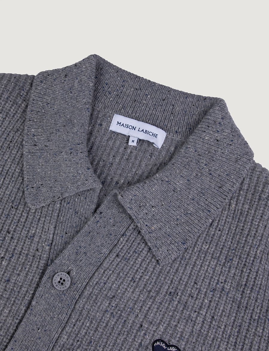 Maison Labiche - TOULLIER PATCH COEUR - langärmelige strick-polohemden - light heather grey - 3