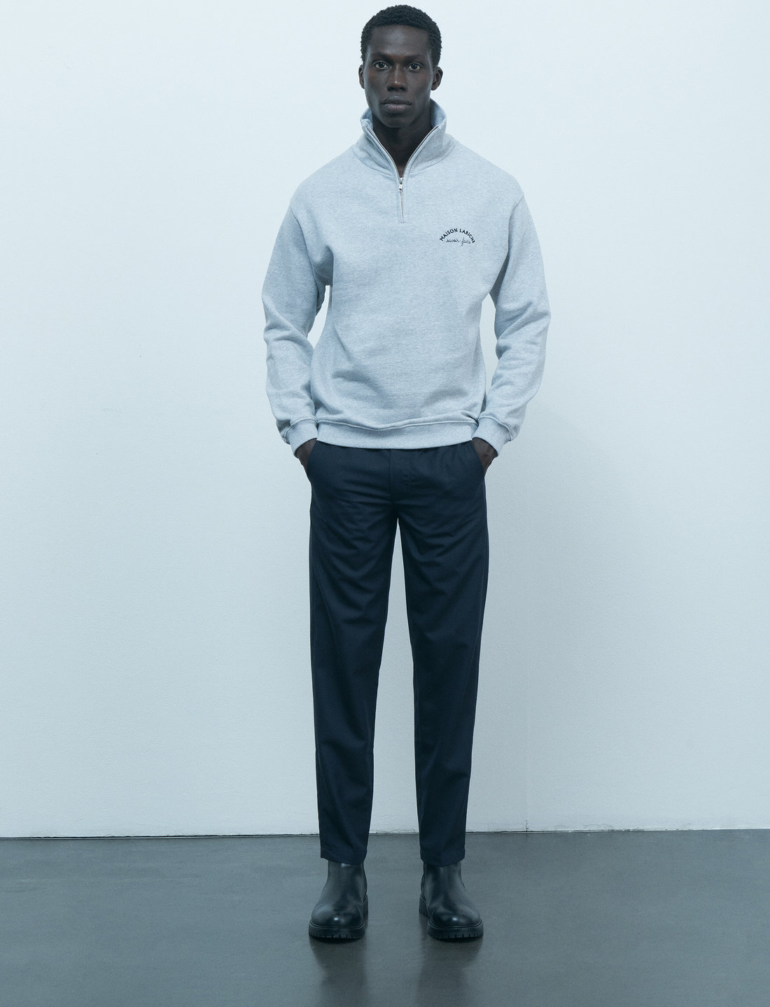 Navy online casual trousers