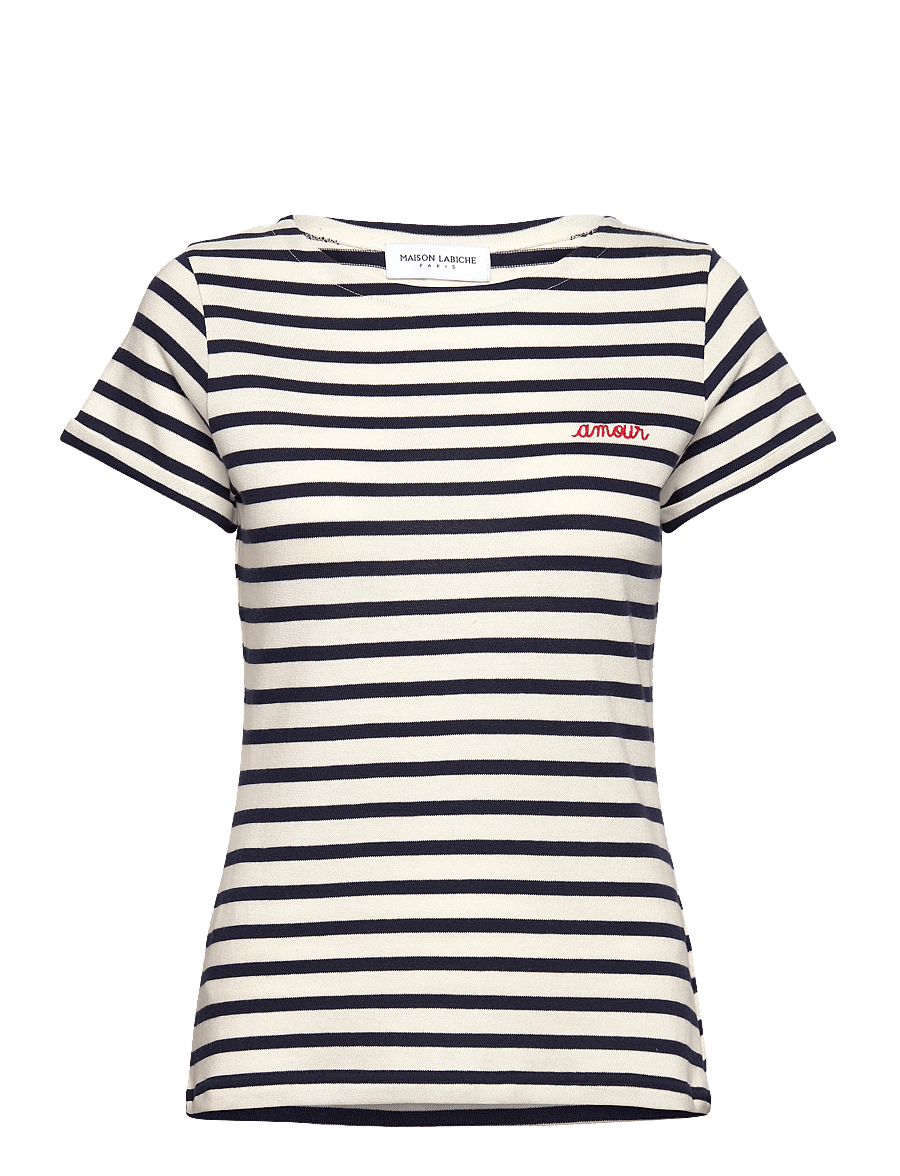 Maison Labiche - COLOMBIER SS AMOUR /GOTS - t-shirts - ivory navy - 1