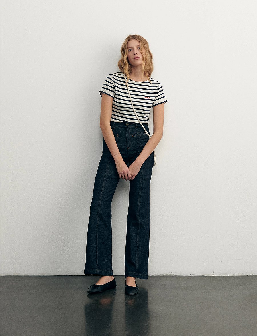 Maison Labiche - COLOMBIER SS AMOUR /GOTS - t-shirts - ivory navy - 0