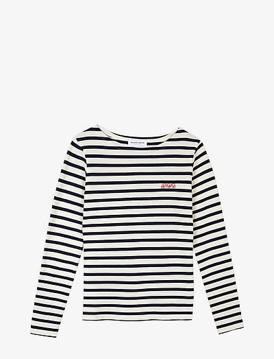 Maison Labiche COLOMBIER LS AMORE/GOTS - Long-sleeved tops - IVORY NAVY / navy