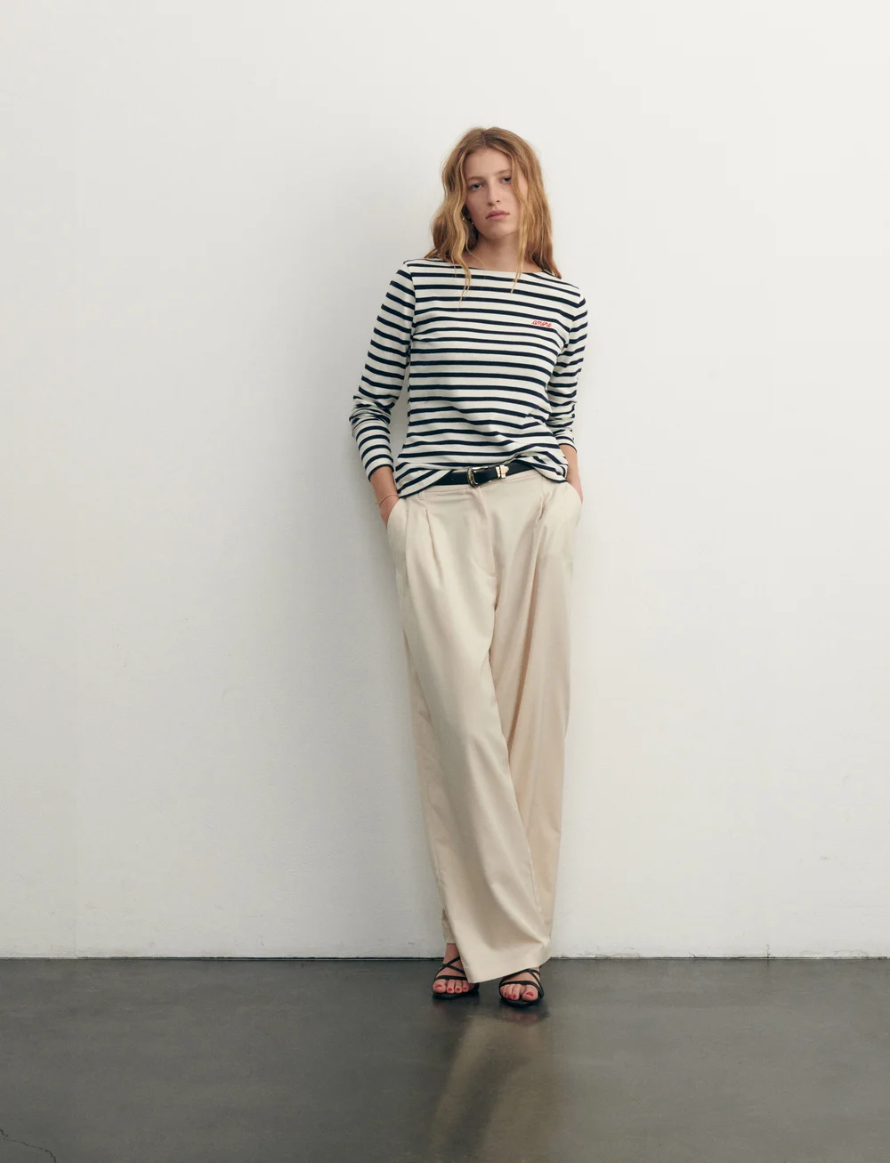 Maison Labiche - COLOMBIER LS AMORE/GOTS - t-shirt & tops - ivory navy - 0