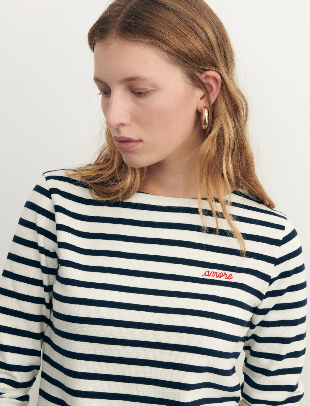 Maison Labiche - COLOMBIER LS AMORE/GOTS - t-shirt & tops - ivory navy - 3