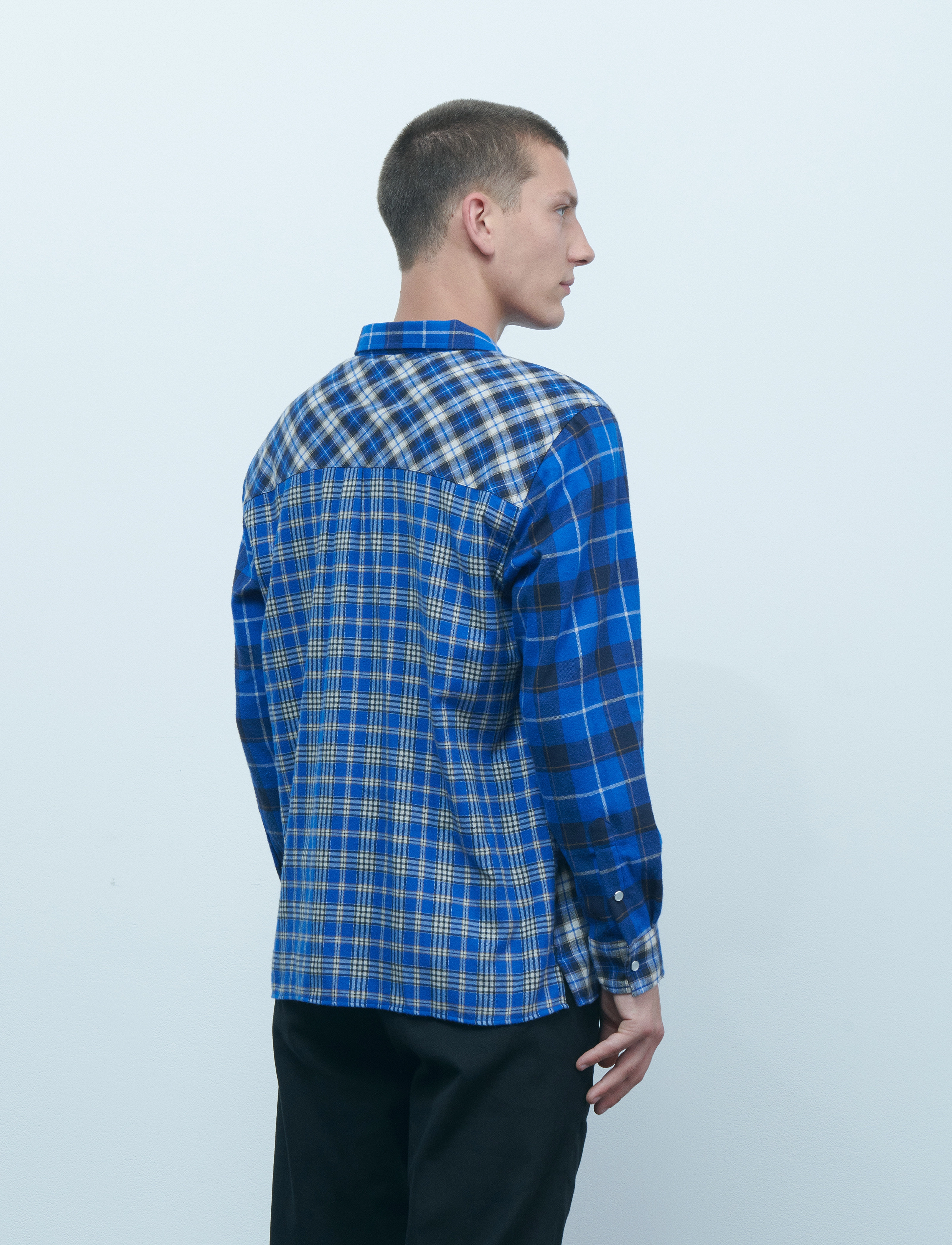 Maison Labiche Paris - LANCEREAU NB - flannel blue check - 3