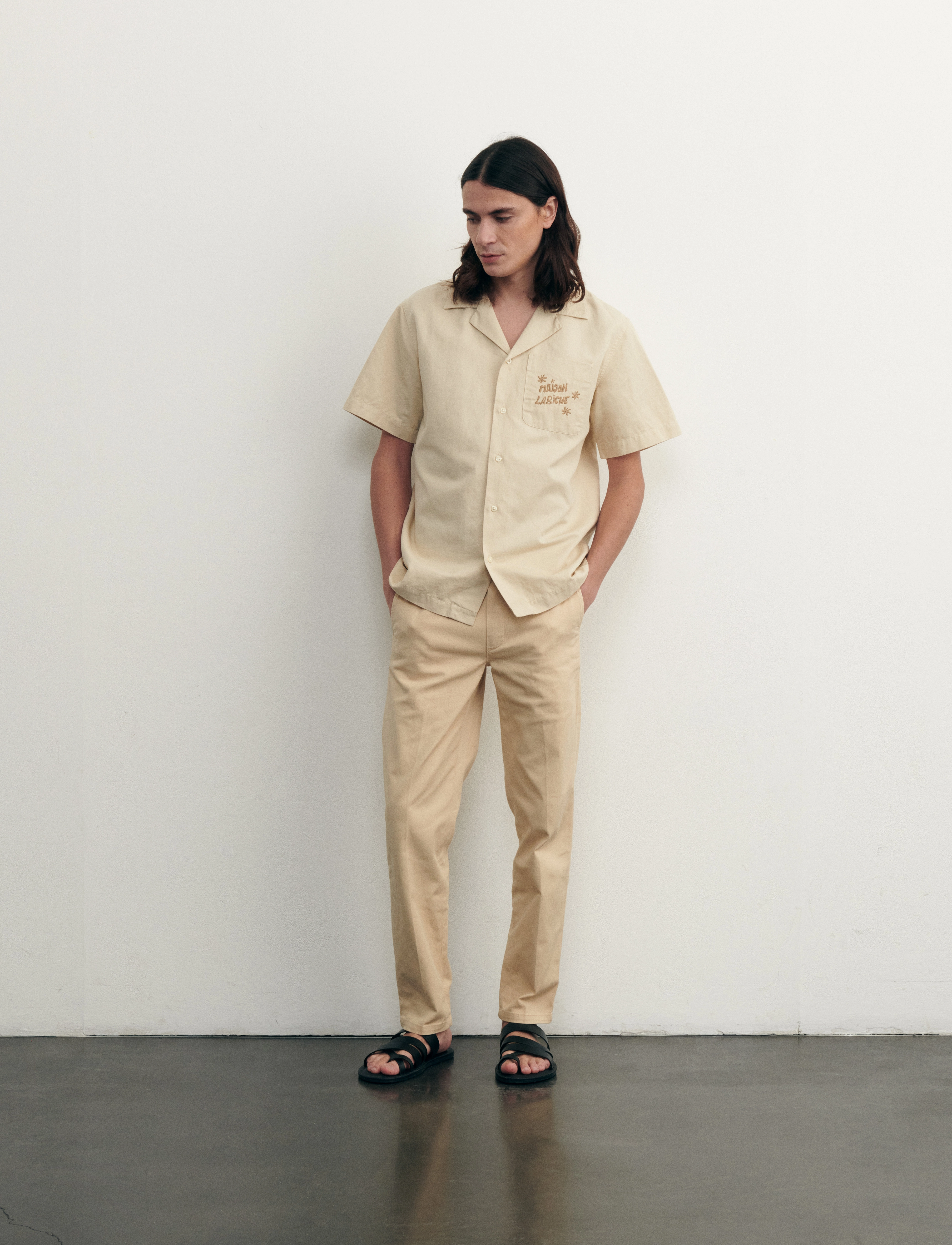 Maison Labiche Germain Flower, M, Shirts, Beige - Short-sleeved, Männerswear