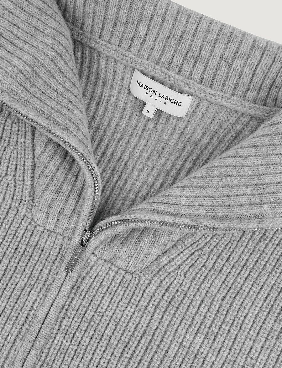 Maison Labiche - ANTIN NB - pullover mit halbem reißverschluss - light heather grey - 3