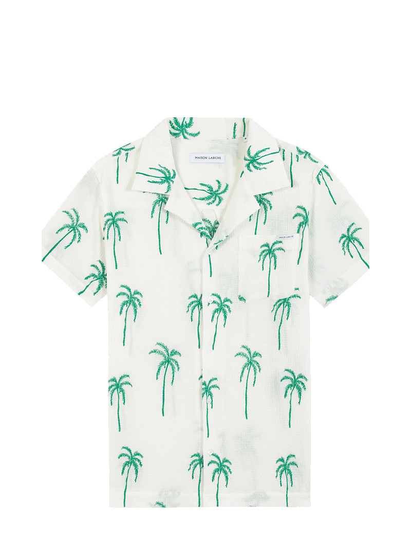 Maison Labiche - GERMAIN PALM - marškiniai trumpomis rankovėmis - white palm tree emby - 0