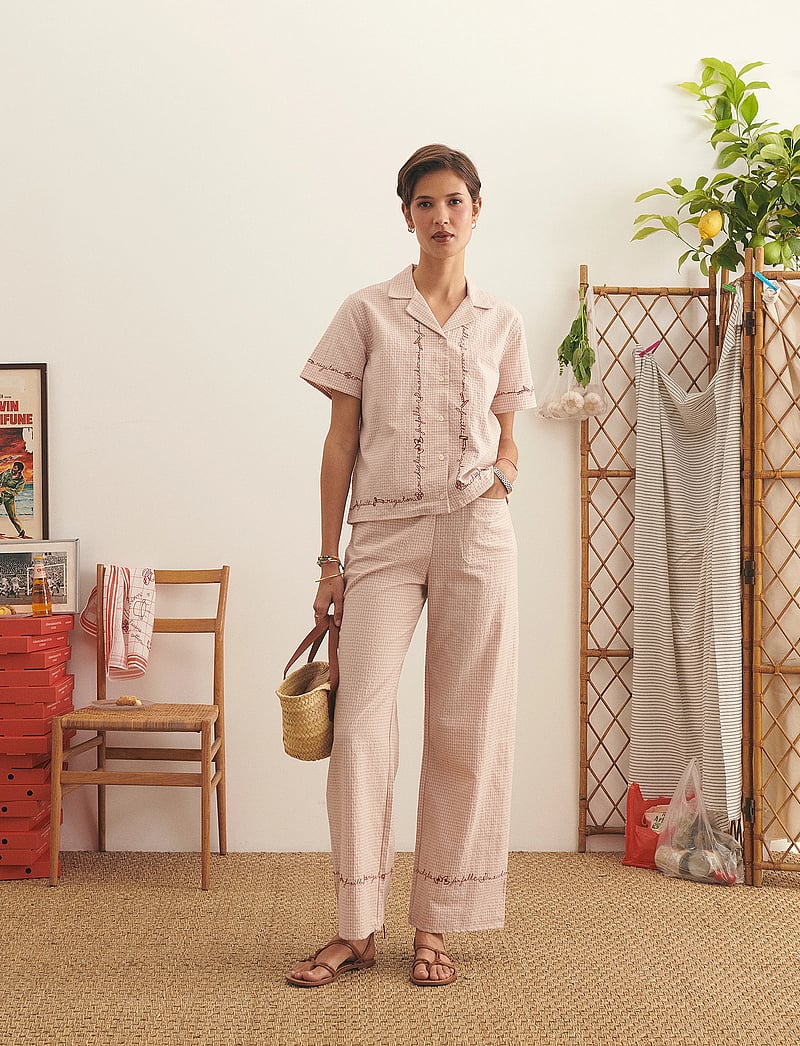 Maison Labiche - OUDIN PANTS - vida byxor - seersucker blush - 0