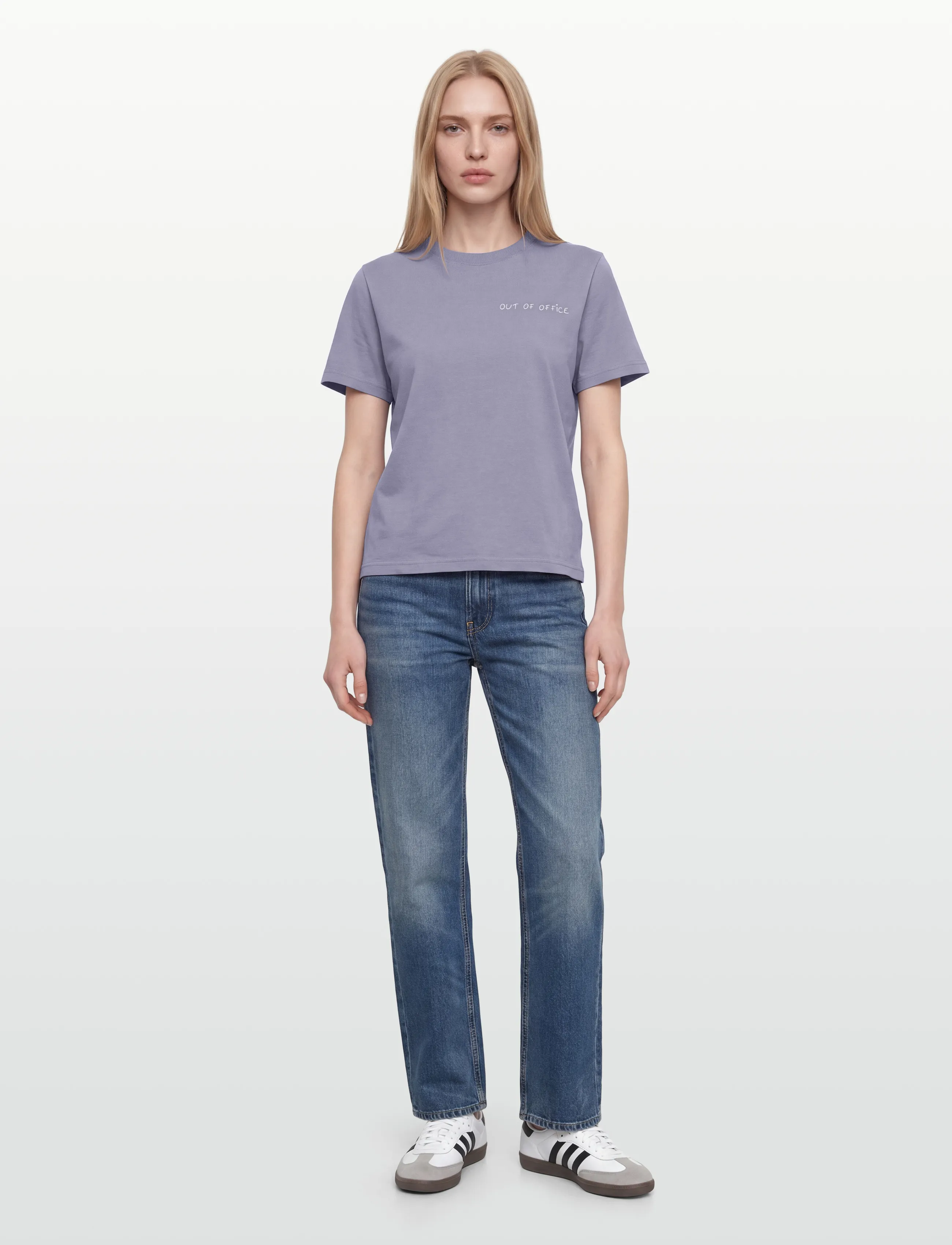 Maison Labiche Popincourt Out Of Office /Gots, Kvinder, Out Of Office T-Shirt, Lila, Str: XS