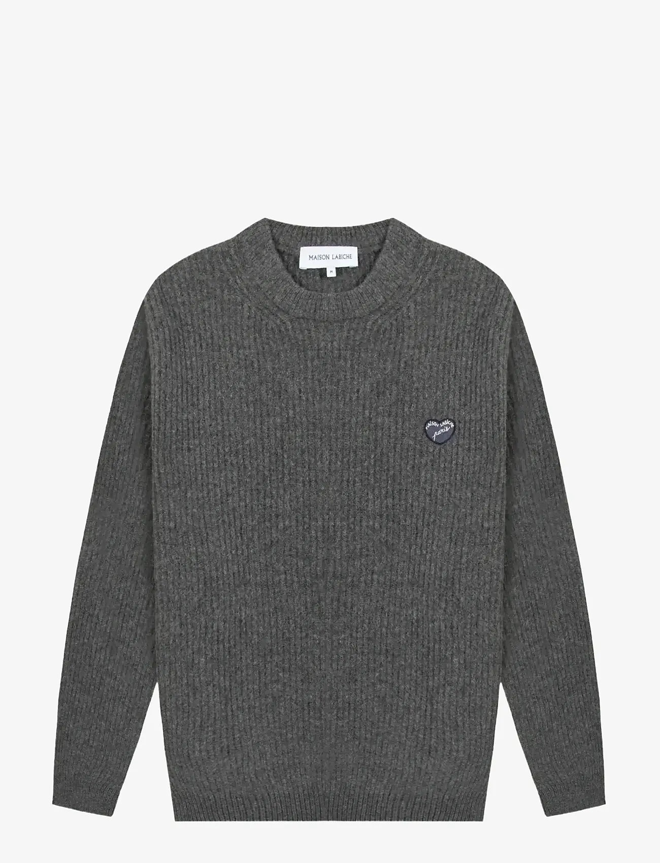 Maison Labiche - MULOT PATCH COEUR - rund hals - dark heather grey - 0