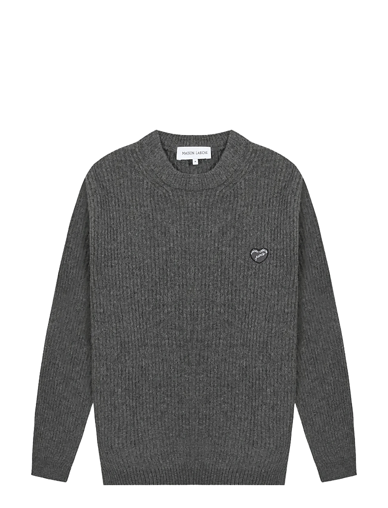Maison Labiche - MULOT PATCH COEUR - rund hals - dark heather grey - 0