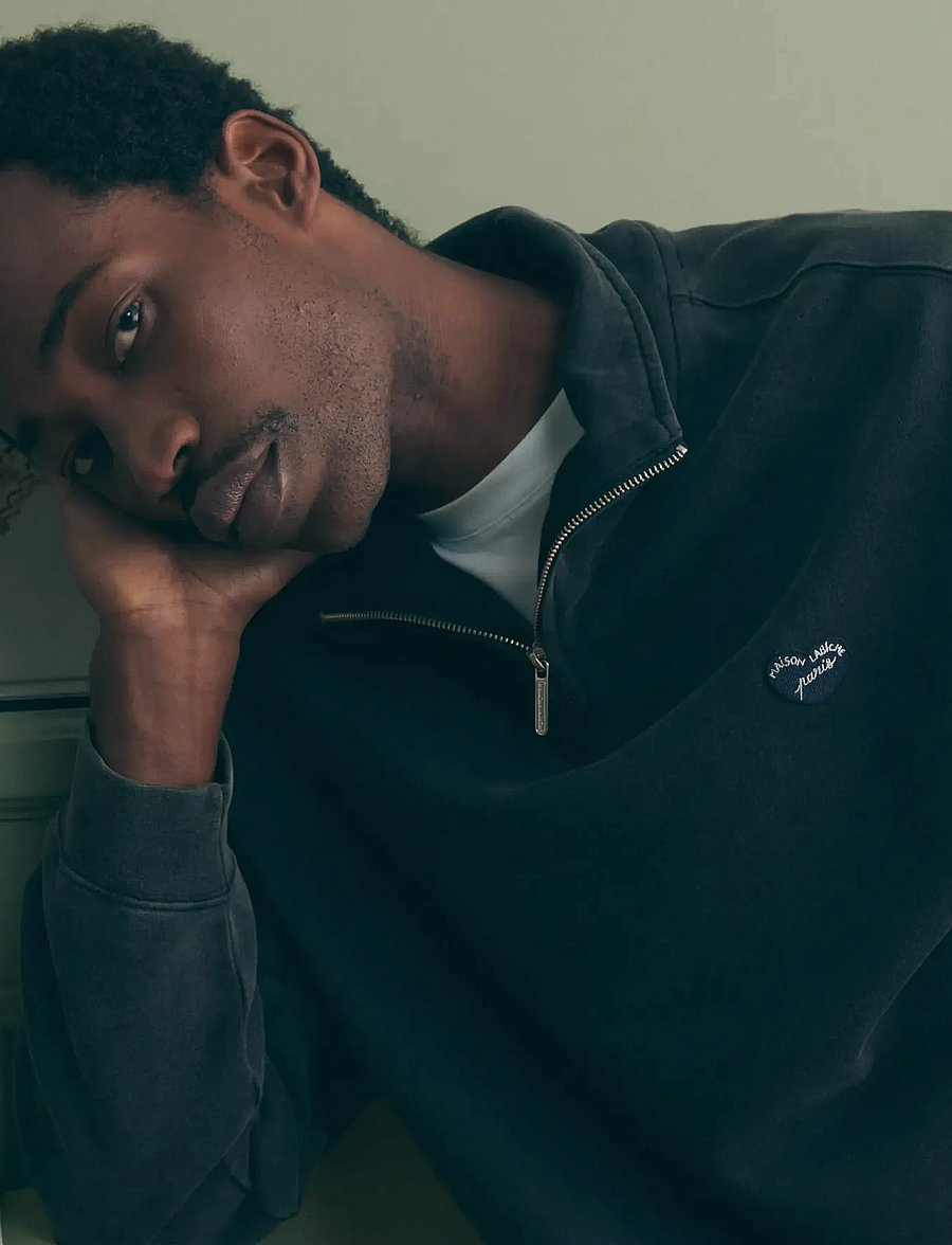 Maison Labiche - PLACIDE PATCH COEUR /GOTS - halfzip strik - carbon washed - 3