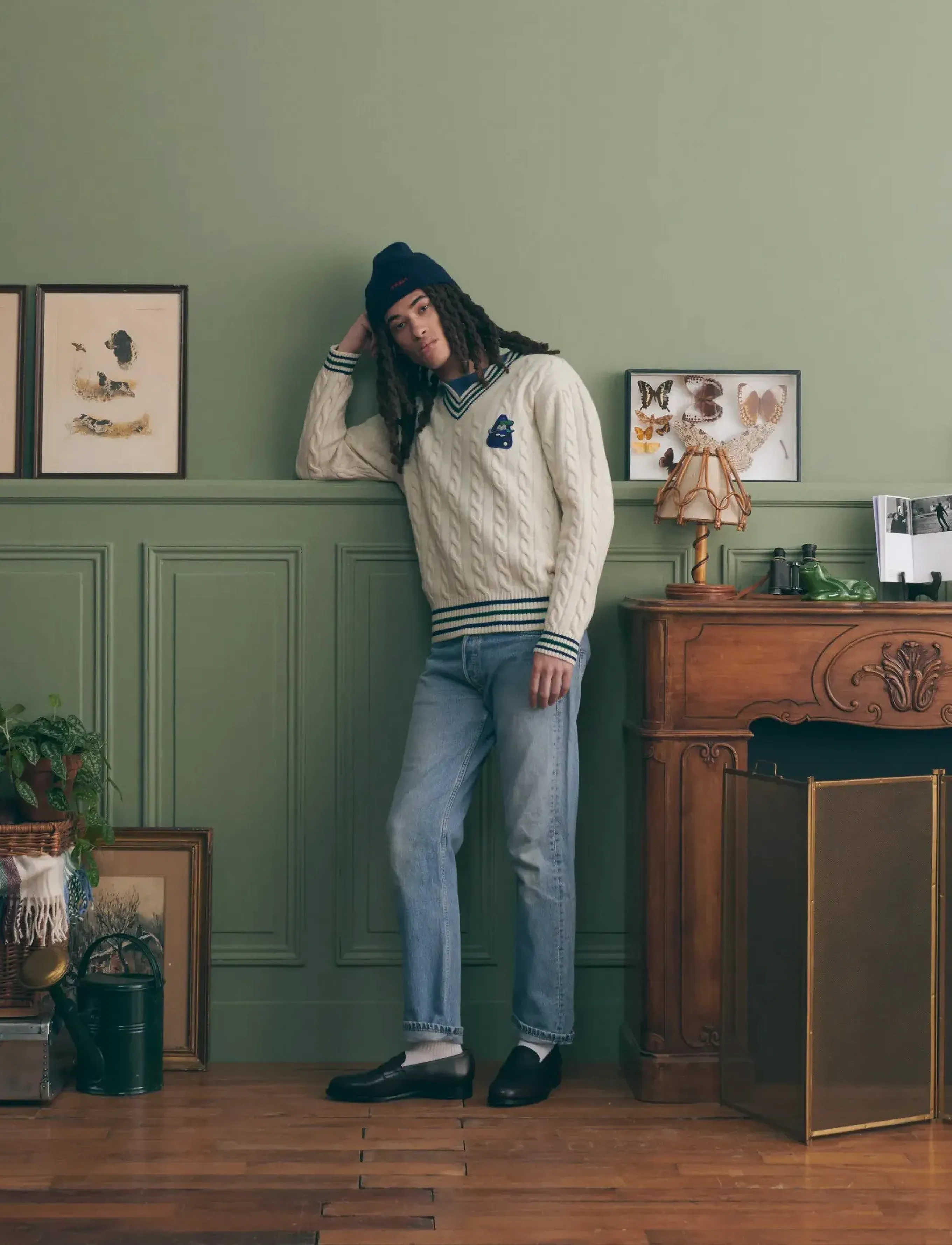 Maison Labiche Verlomne Croco Golf, S, Knitwear, Weiß - V-necks, Männerswear