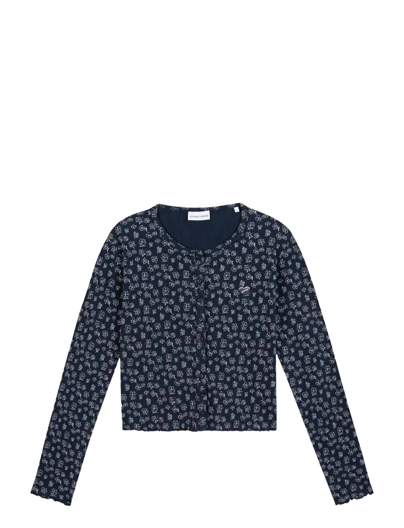 Maison Labiche Tolbiac Mini Patch Coeur, L, Knitwear, Marineblau - Cardigans, Frauen