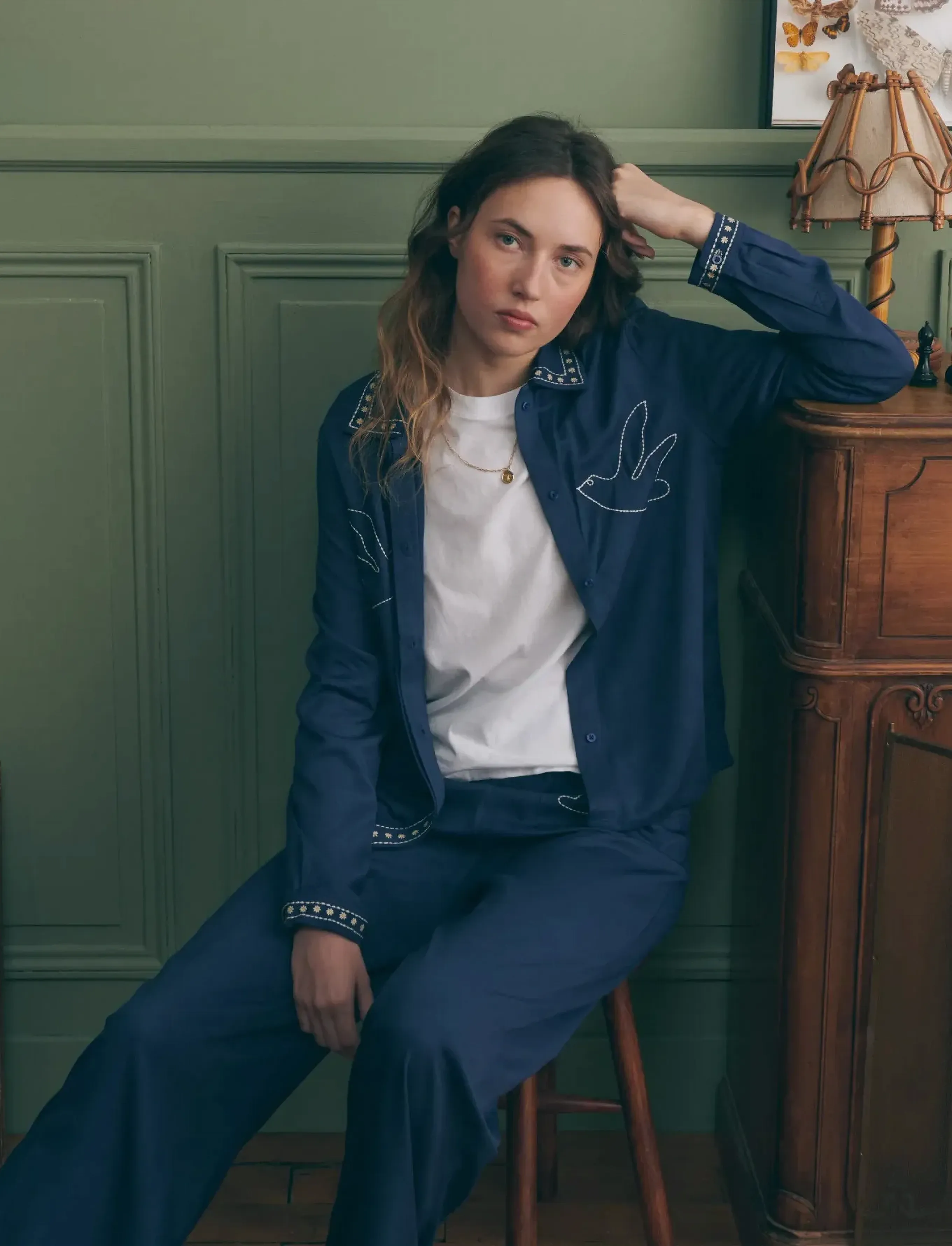 Maison Labiche - VALLES BIRDS - twill ultramarine - 4