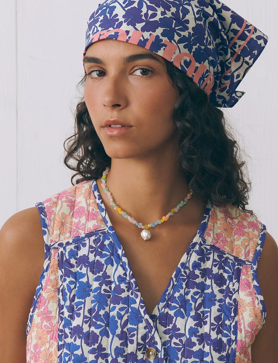 Maison Labiche - LAMPUE RETRO FLOWER - kerged sallid - retro flower marine - 0