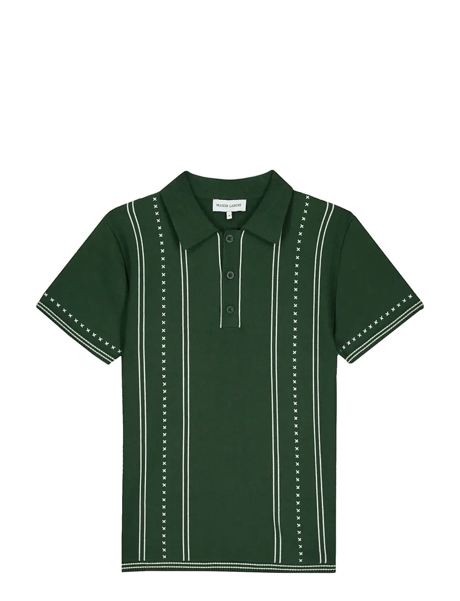 Maison Labiche - CHAPU STRIPES - geweven polo's - dark ivy white - 1