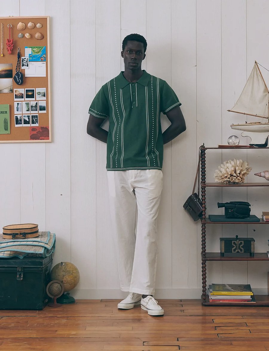 Maison Labiche - CHAPU STRIPES - geweven polo's - dark ivy white - 0