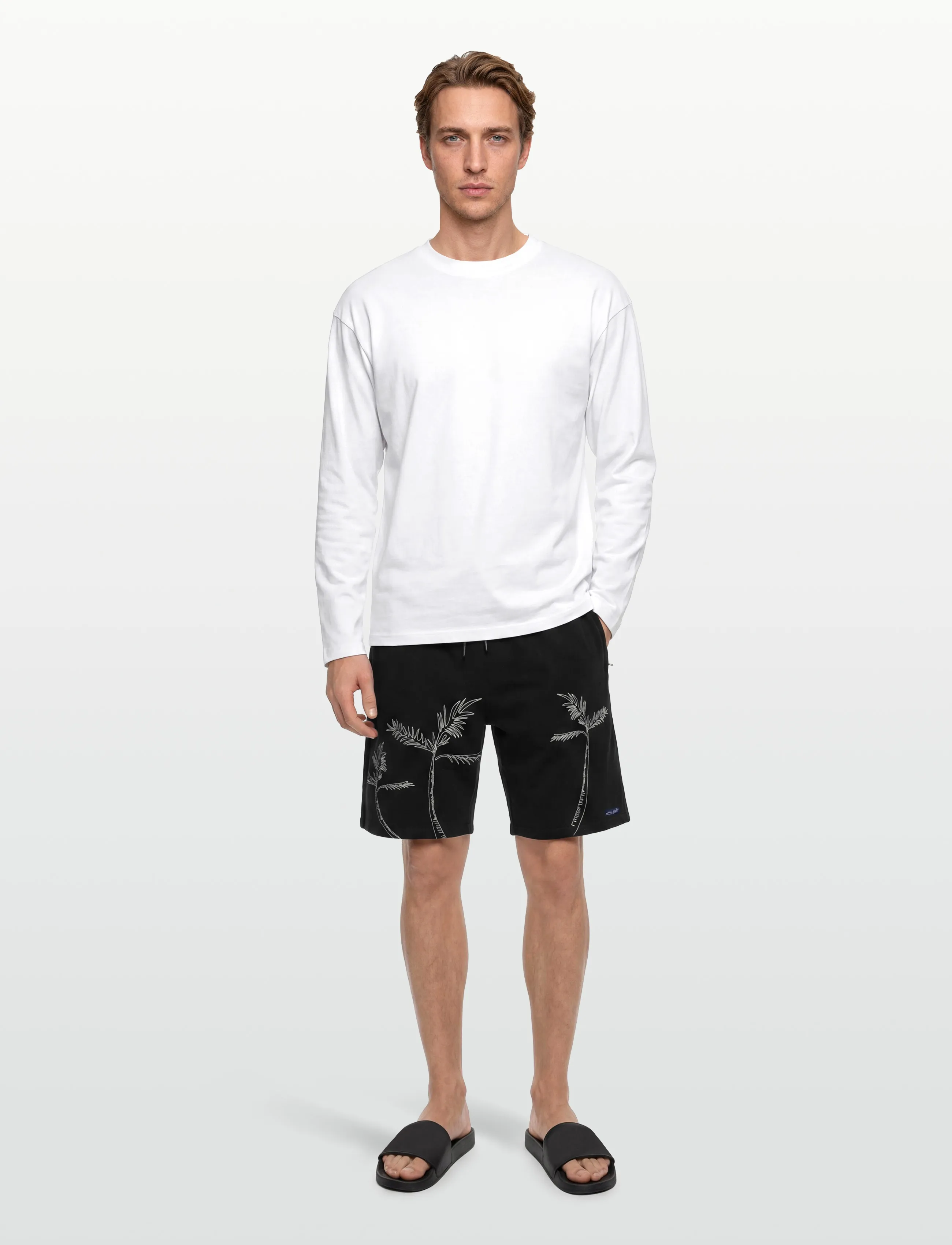 Maison Labiche Duperre Palm Tree, L, Black, Shorts > Afslappede Shorts, Herre