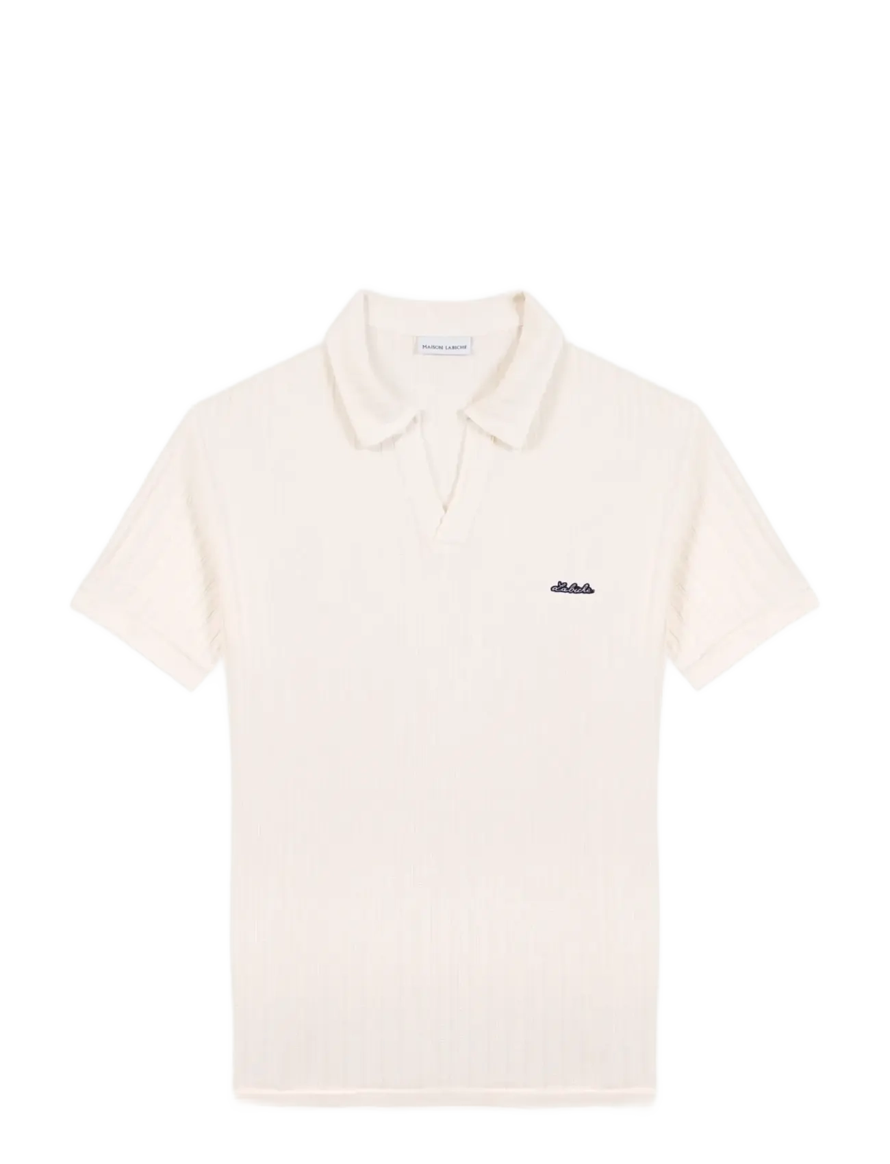 Maison Labiche Faluere Patch Labiche, XL, Cream, Strik > Kortærmede Strikkede Poloer, Herre