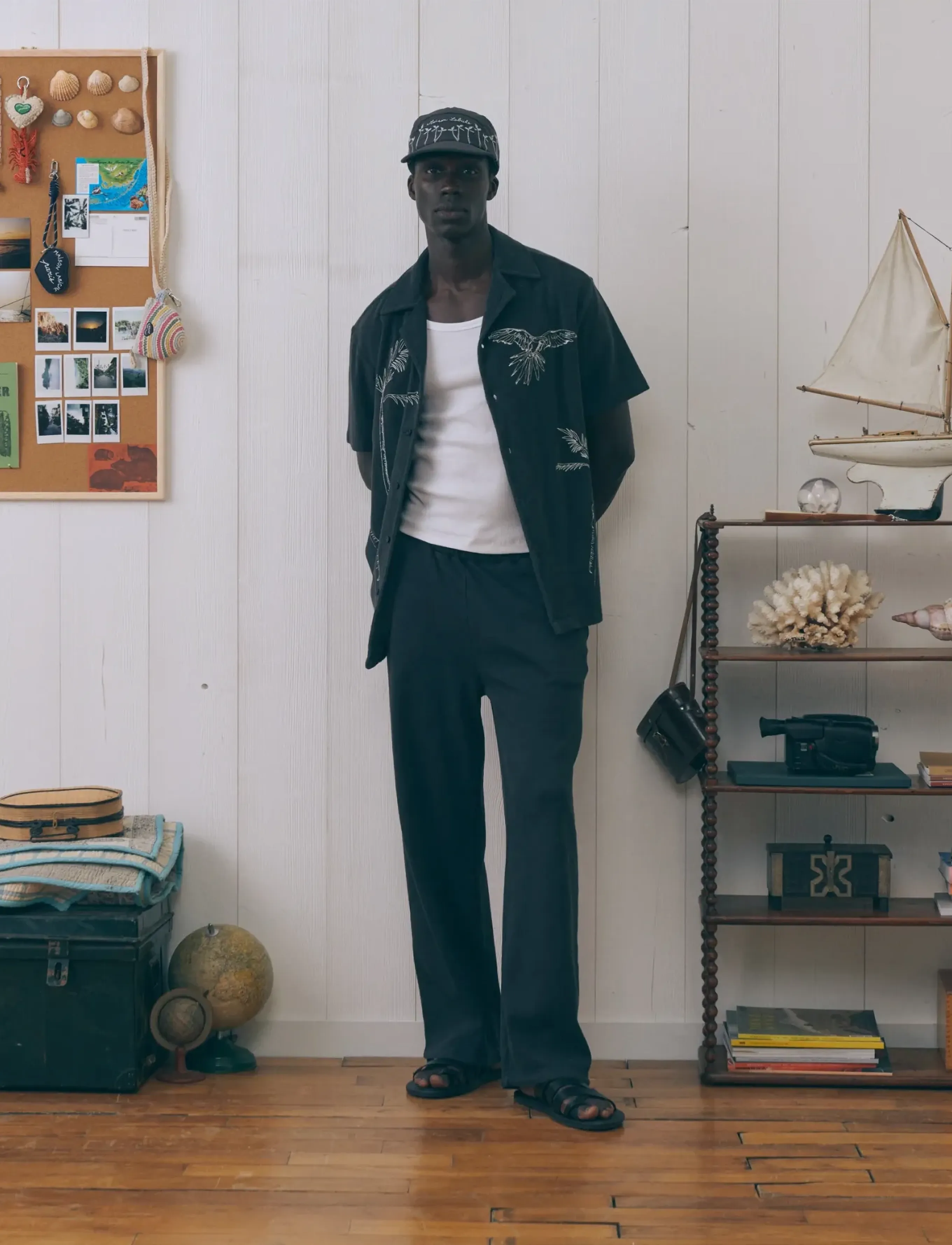 Maison Labiche GERMAIN PALM TREE - Kläder - CHARCOAL / black