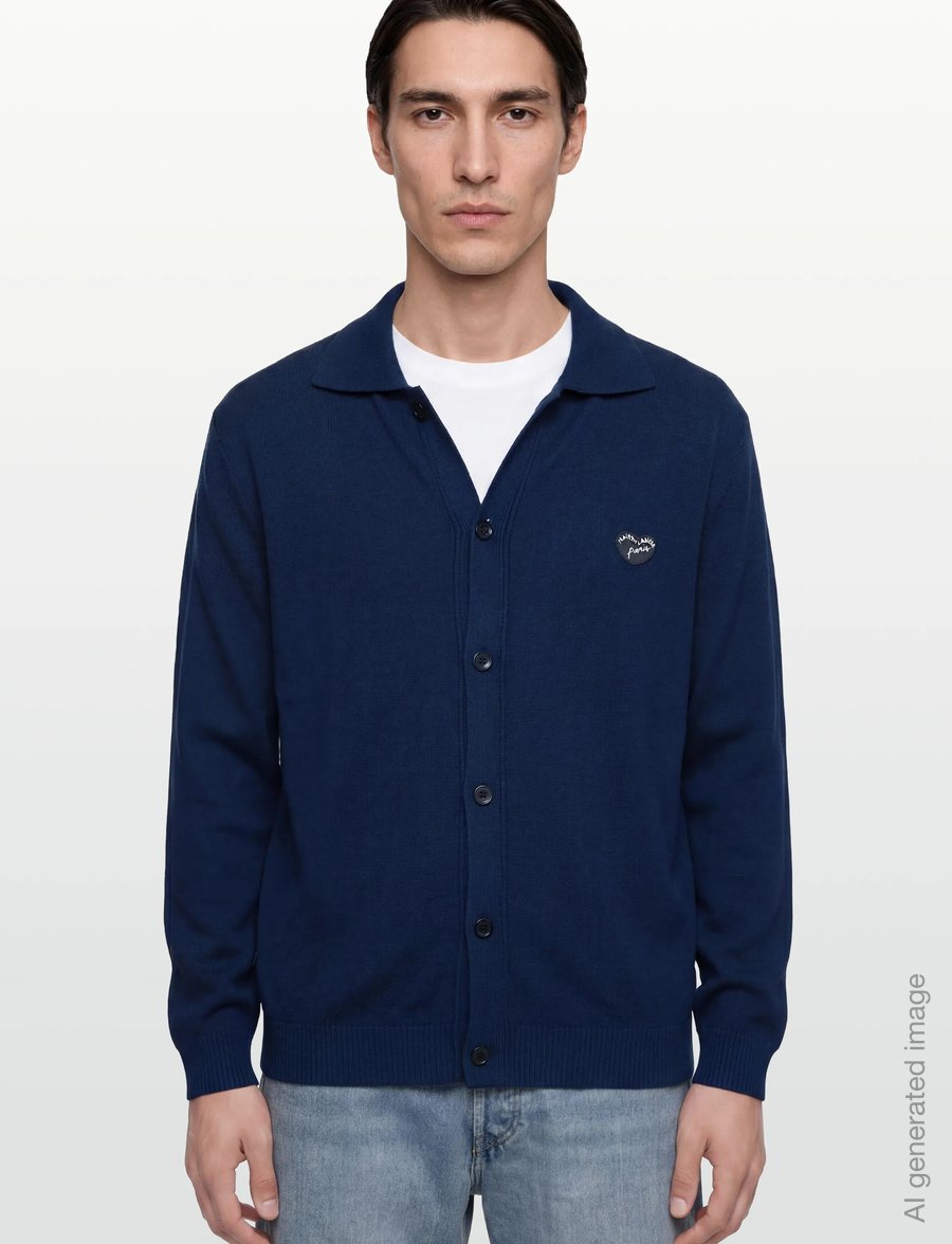 Maison Labiche - INGOLD PATCH COEUR - strickjacken - navy - 3