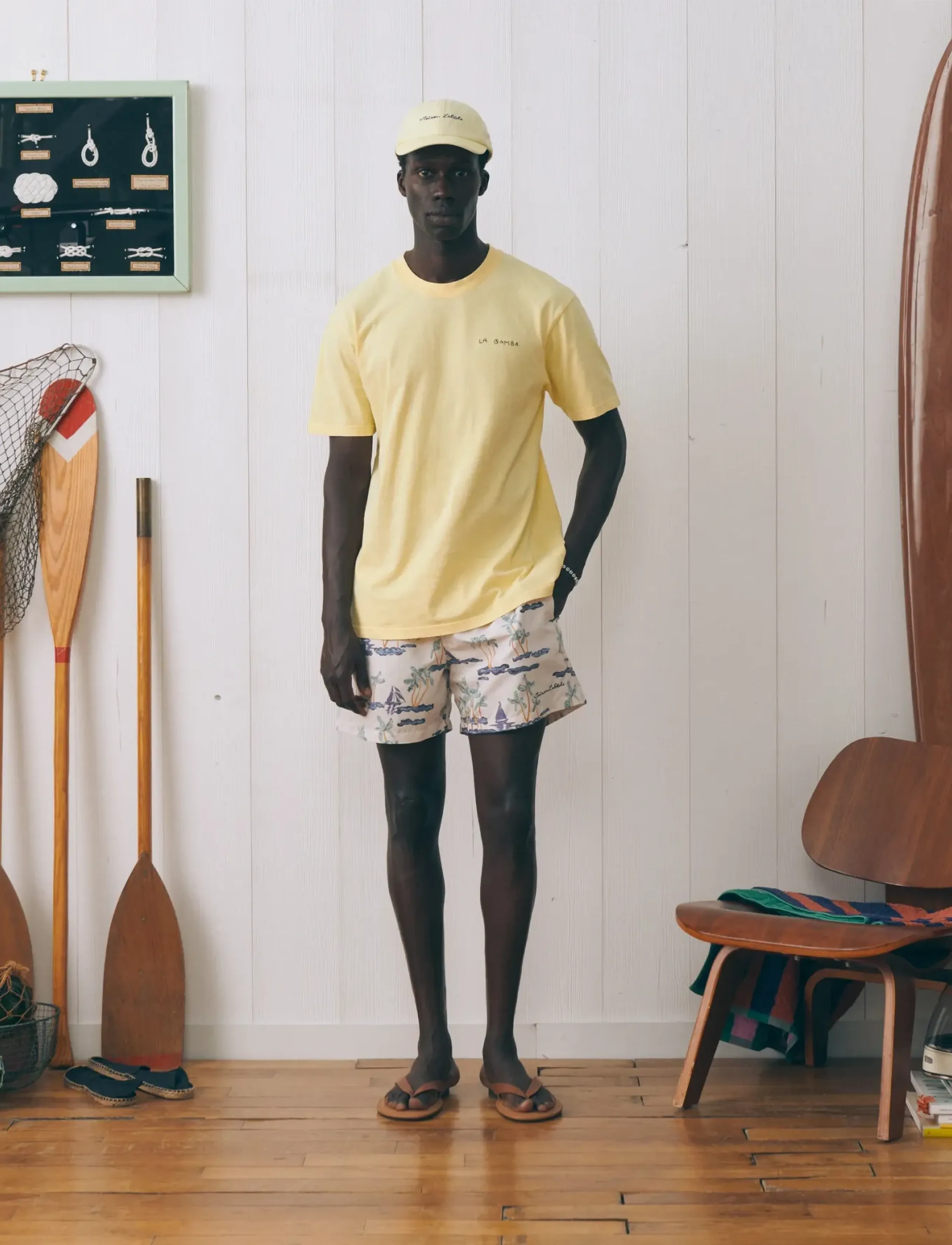 Maison Labiche Maillot Boat Print, S, Bademode, Beige - Shorts, Männerswear