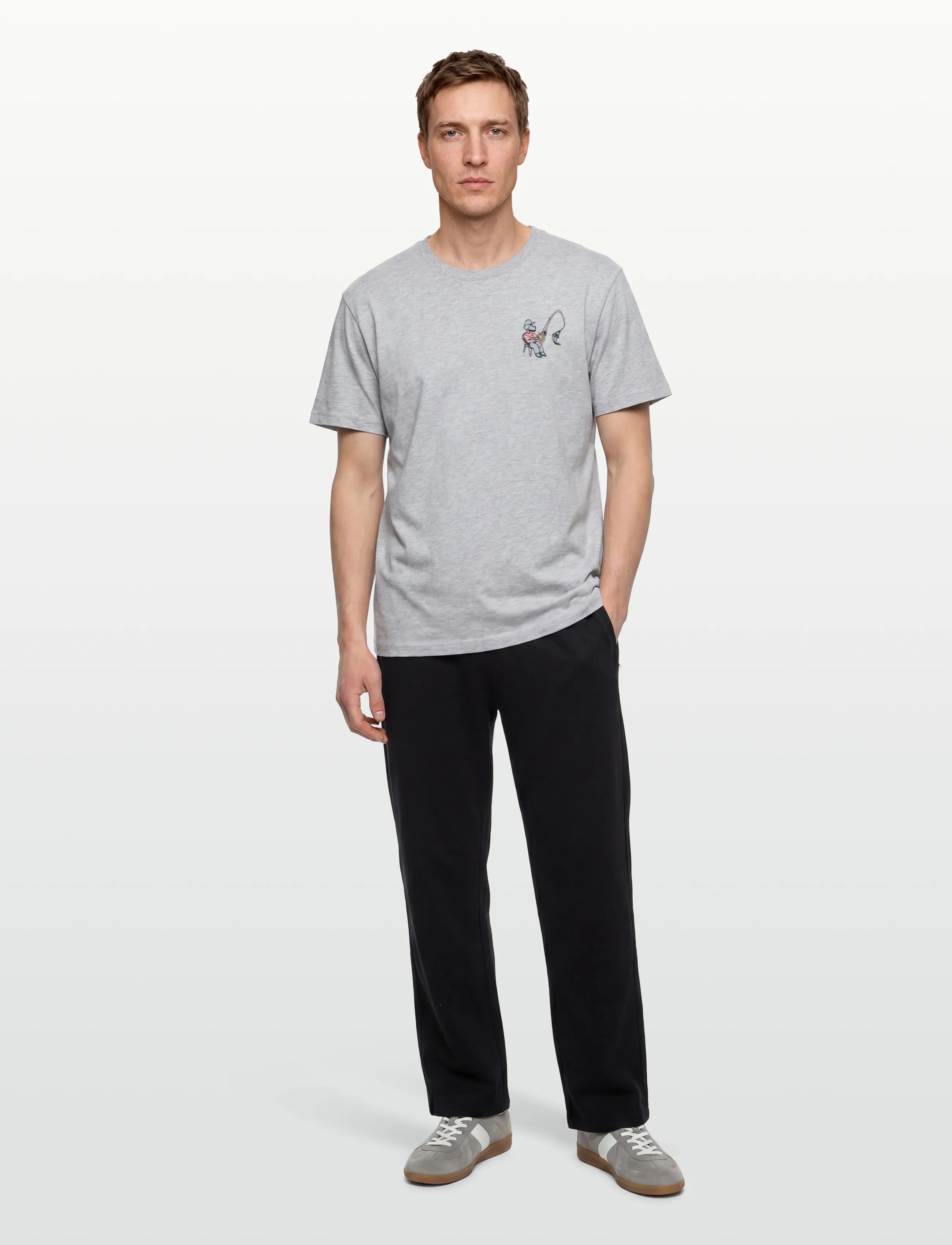 Maison Labiche Popincourt Fishing Dog/Gots, S, T-shirts, Grau - Short-sleeved, Männerswear