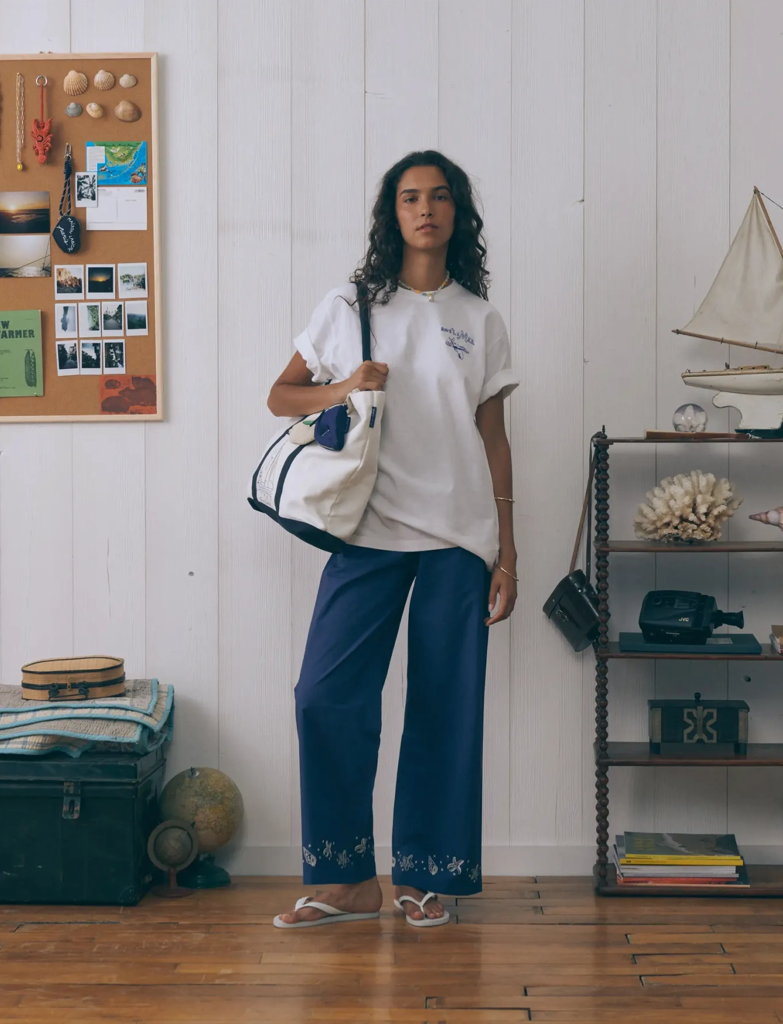 Maison Labiche Bainville Under The Sea/Gots, M, T-shirts & Oberteile, Weiß - Short-sleeved, Frauen