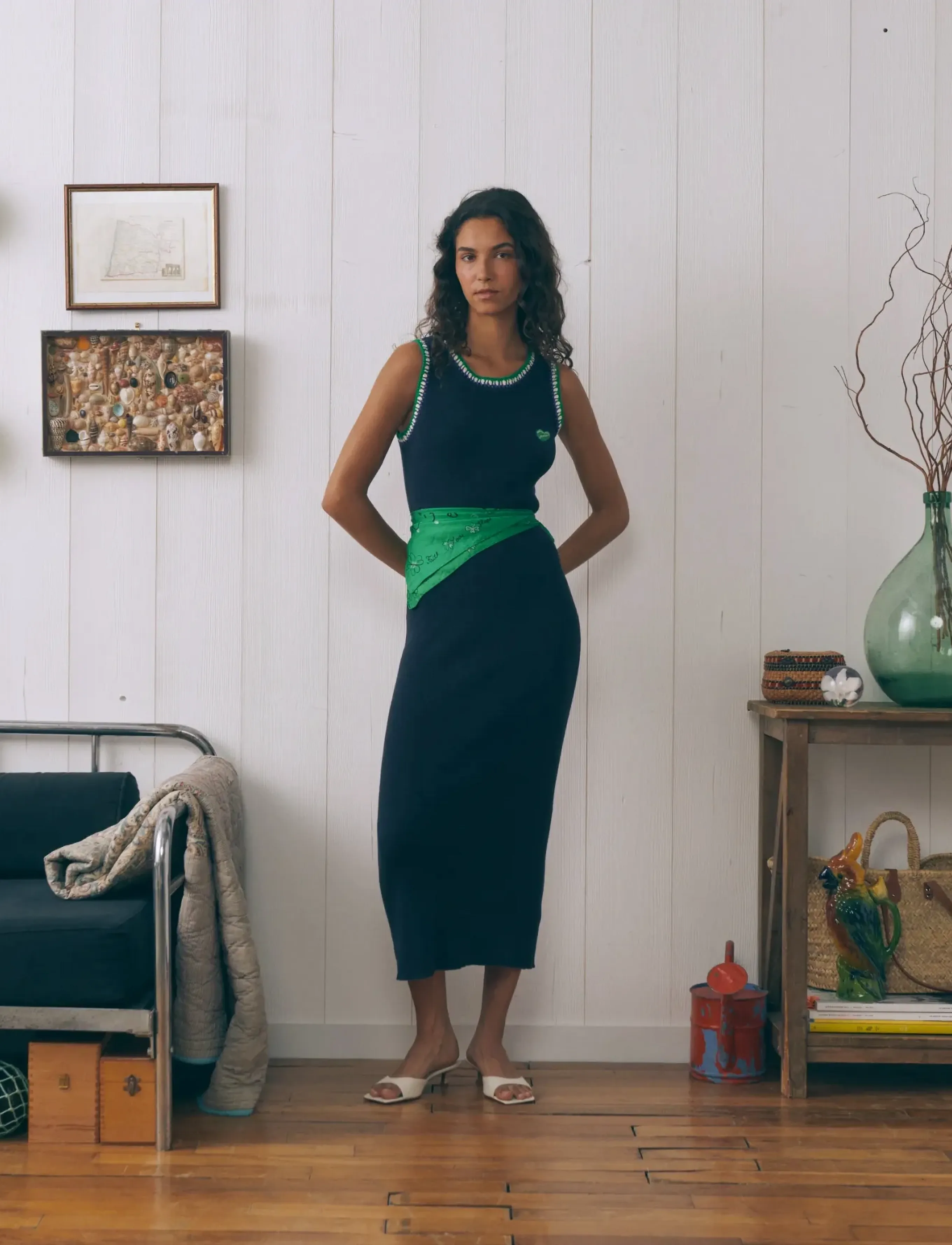 Maison Labiche BARGUE MINI PATCH COEUR - Stickade klänningar - DARK NAVY / navy