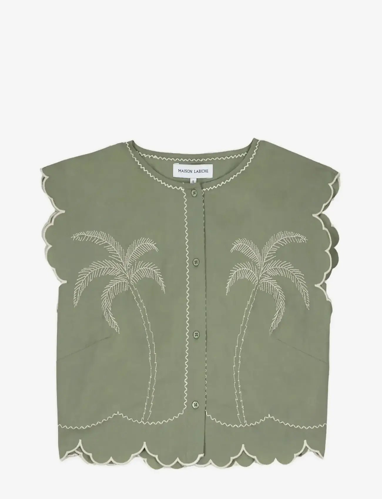 Maison Labiche - BESSIN PALM - kortærmede skjorter - linen olive green - 1