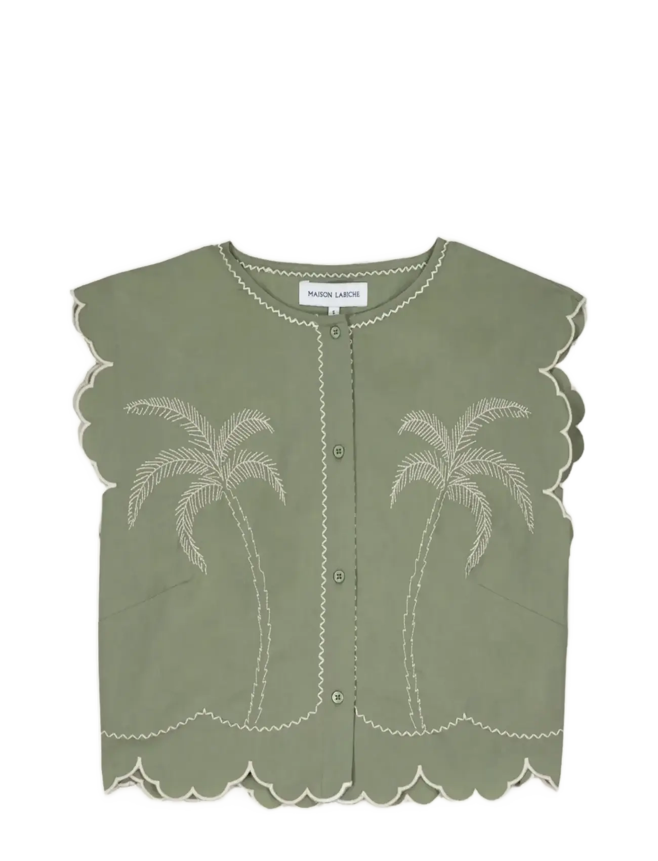 Maison Labiche BESSIN PALM - Bluser - LINEN OLIVE GREEN / white