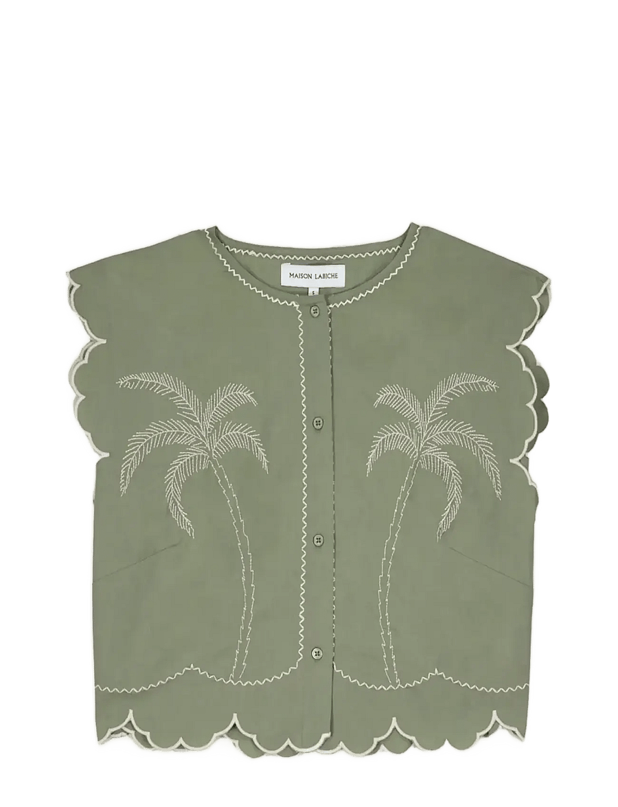 Maison Labiche - BESSIN PALM - overhemden met korte mouwen - linen olive green - 1