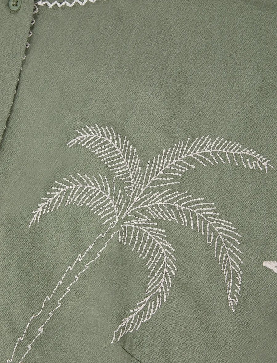 Maison Labiche - BESSIN PALM - overhemden met korte mouwen - linen olive green - 4