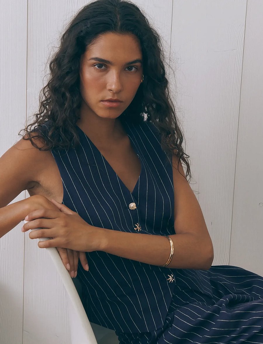 Maison Labiche - DUBAIL SEASHELLS - sleeveless blouses - stripes blue white - 4