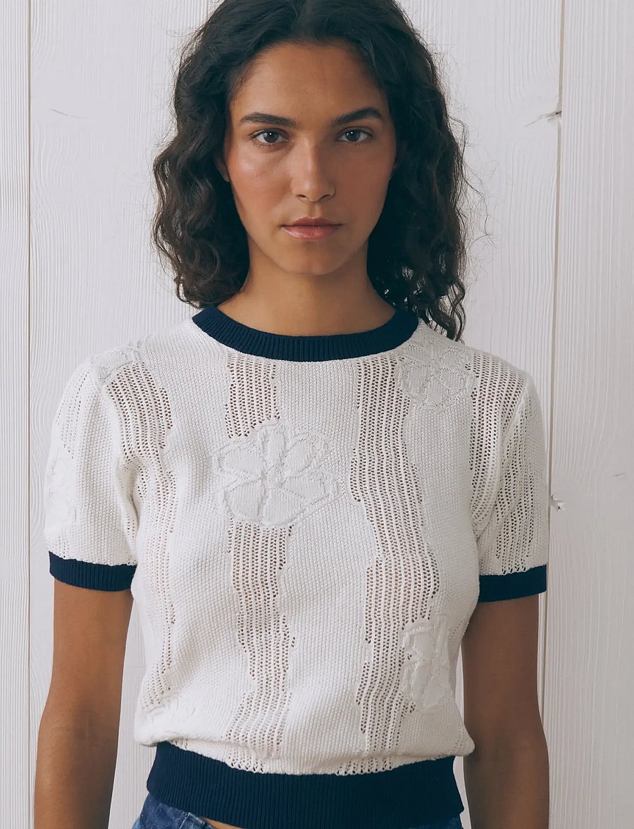 Maison Labiche - GRAVILLIERS FLOWERS - t-shirts - ivory navy - 4