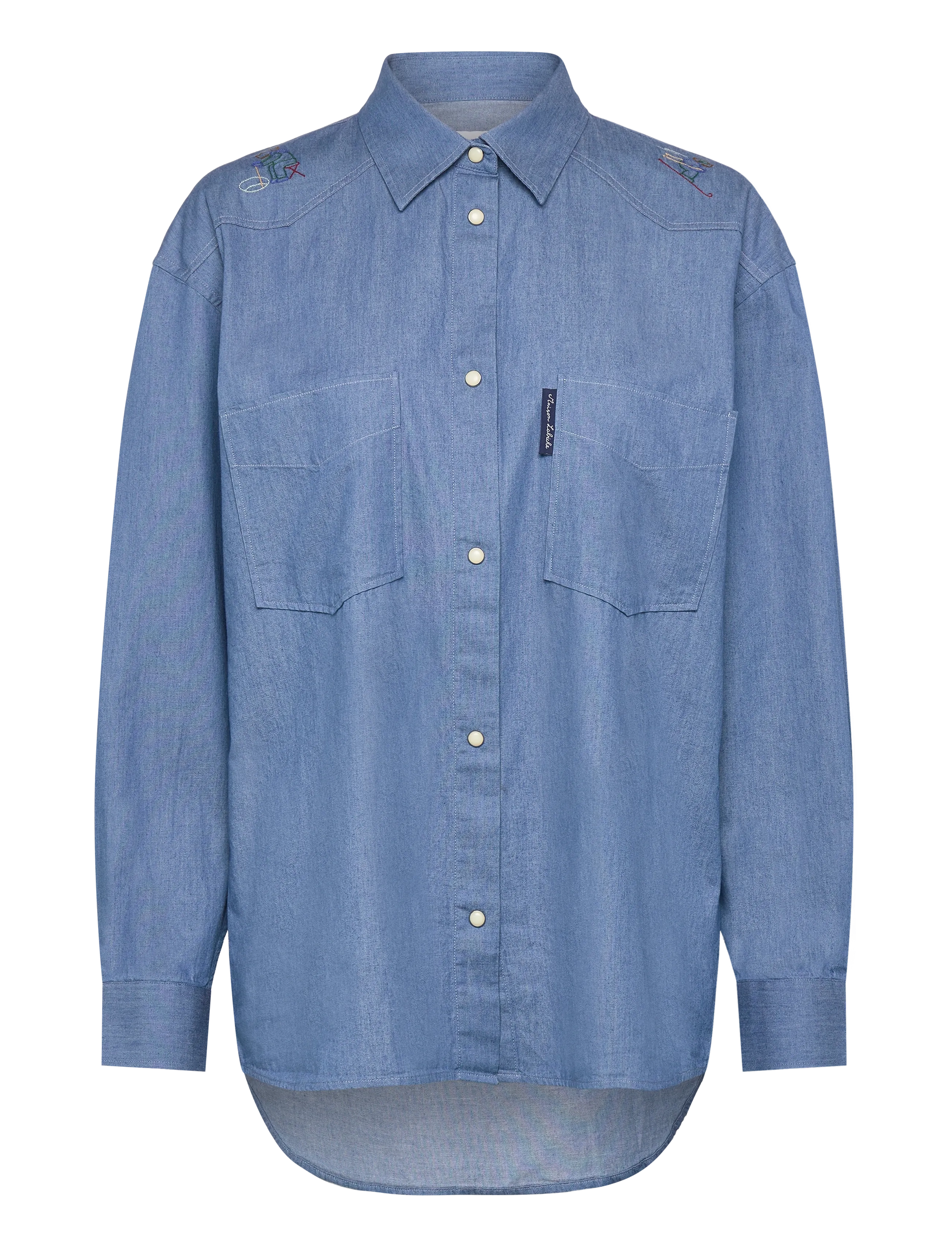 Maison Labiche Monselet Mountain Journey, XS, Shirts, Blau - Long-sleeved, Frauen