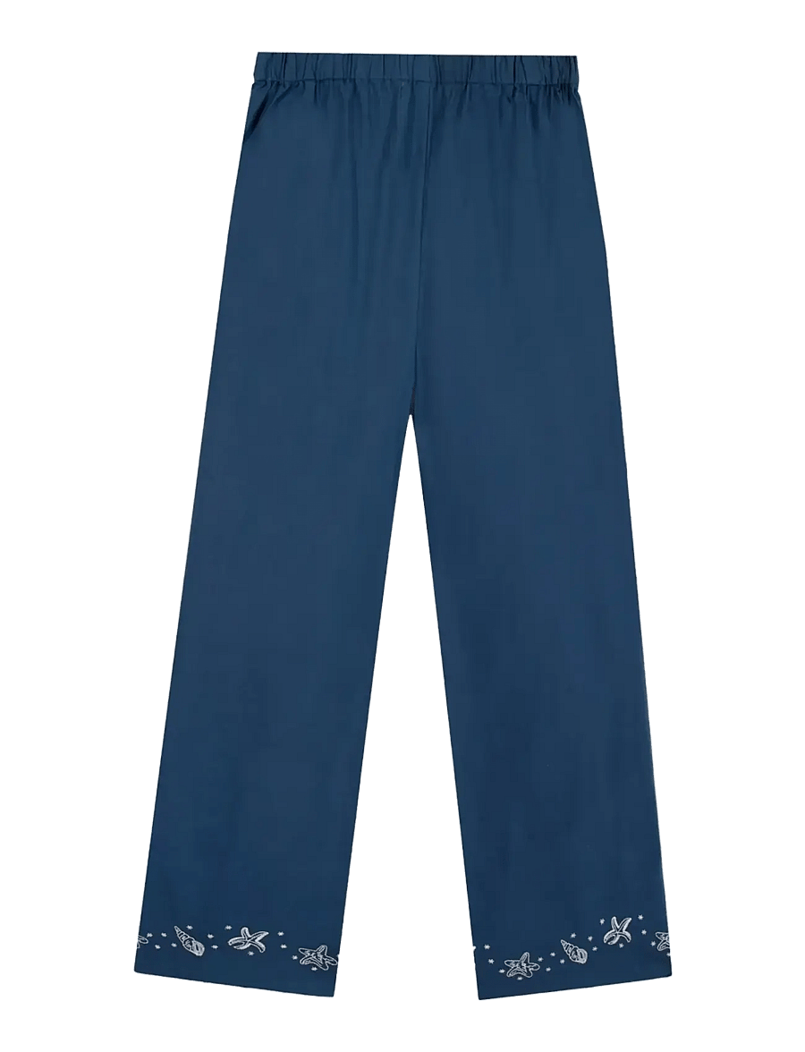Maison Labiche - OUDIN SEASHELLS - bukser med brede ben - poplin ultramarine - 2