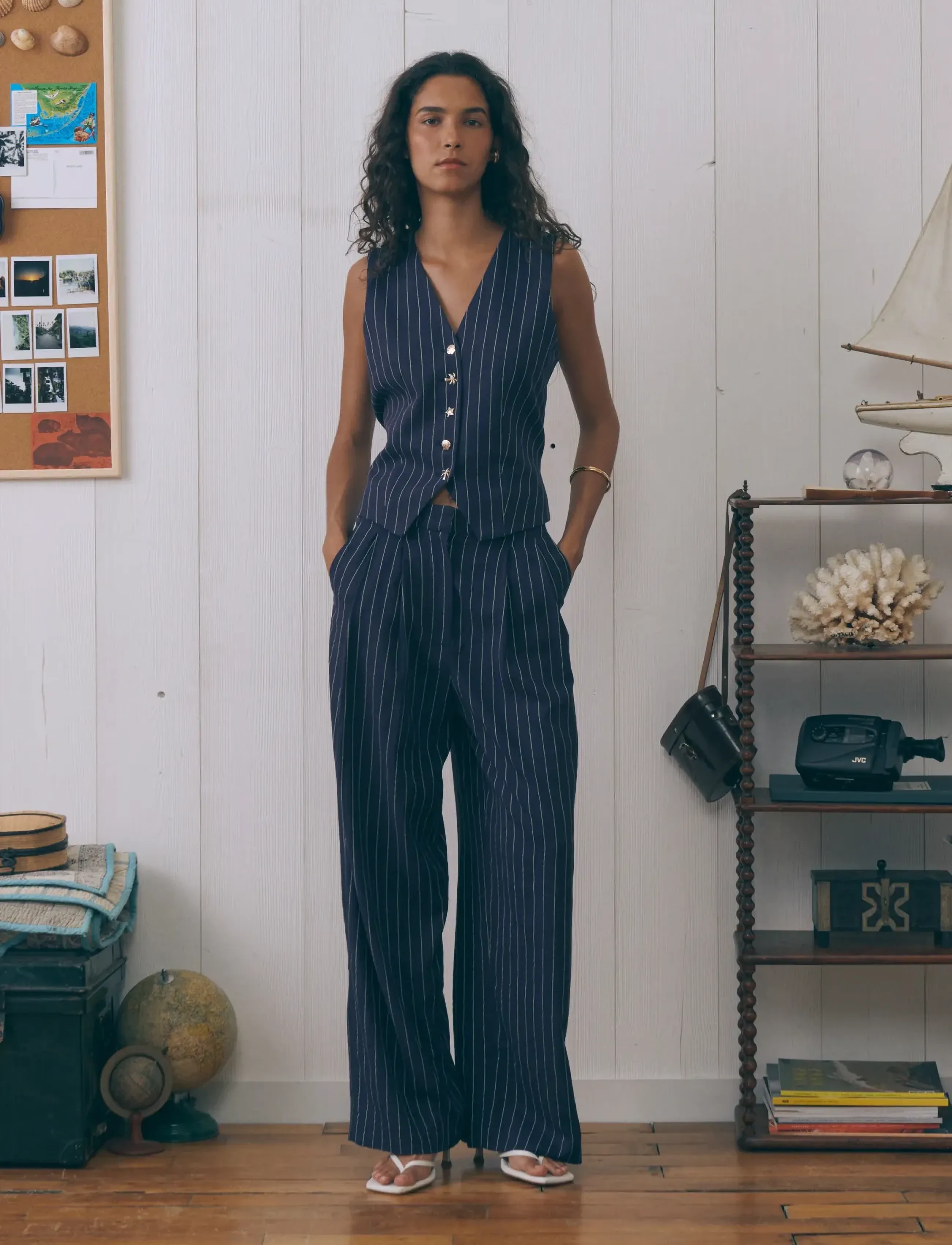 Maison Labiche Polonceau Nb, S, Trousers, Marineblau - Wide Leg, Frauen
