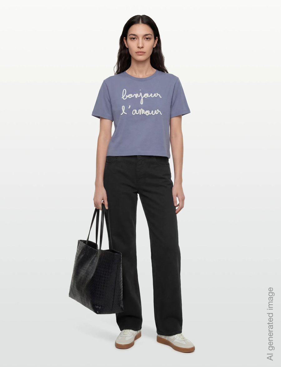 Maison Labiche - POPIN BONJOUR L'AMOUR /GOTS - t-shirts - sunset grey - 0