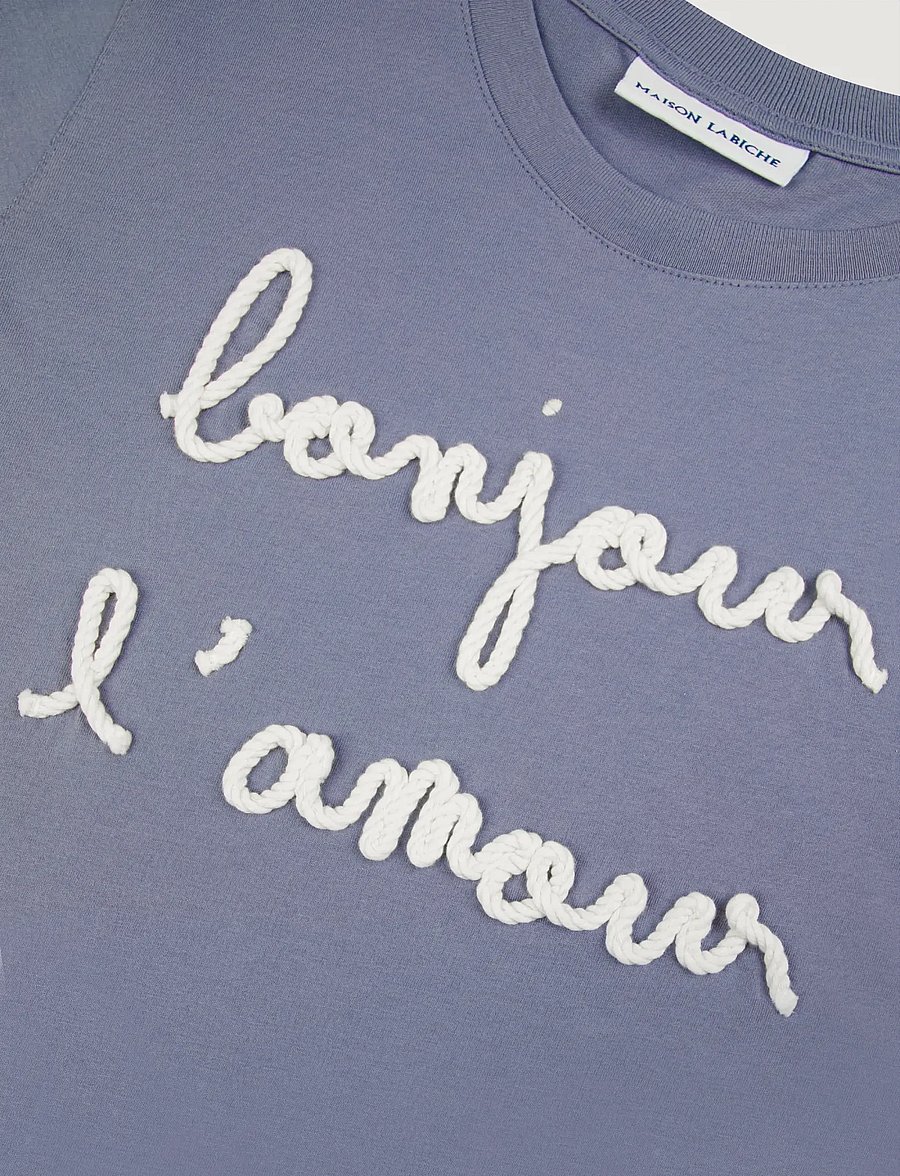 Maison Labiche - POPIN BONJOUR L'AMOUR /GOTS - t-shirts - sunset grey - 5