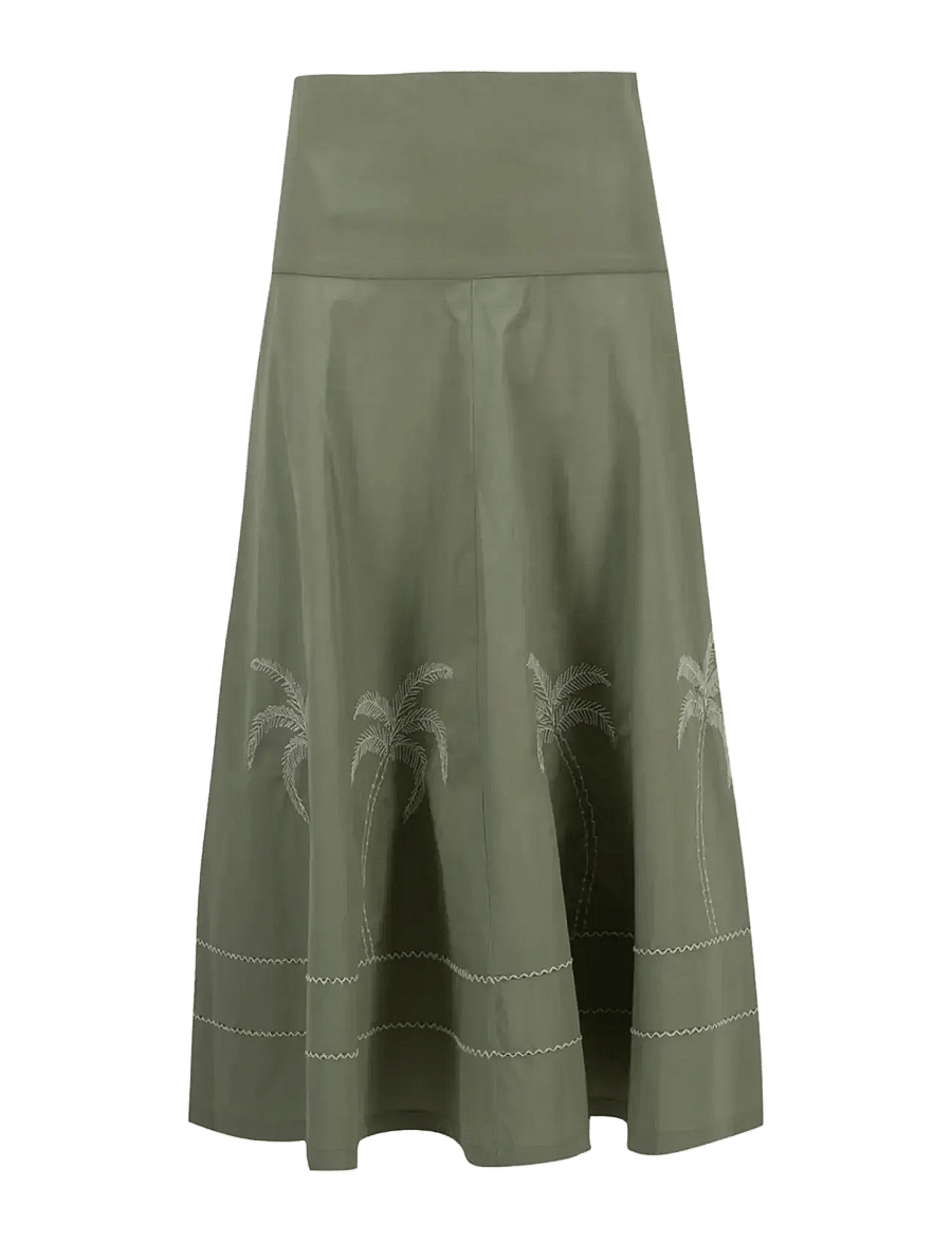 Maison Labiche - PORTALIS PALM - midi nederdele - linen olive green - 1