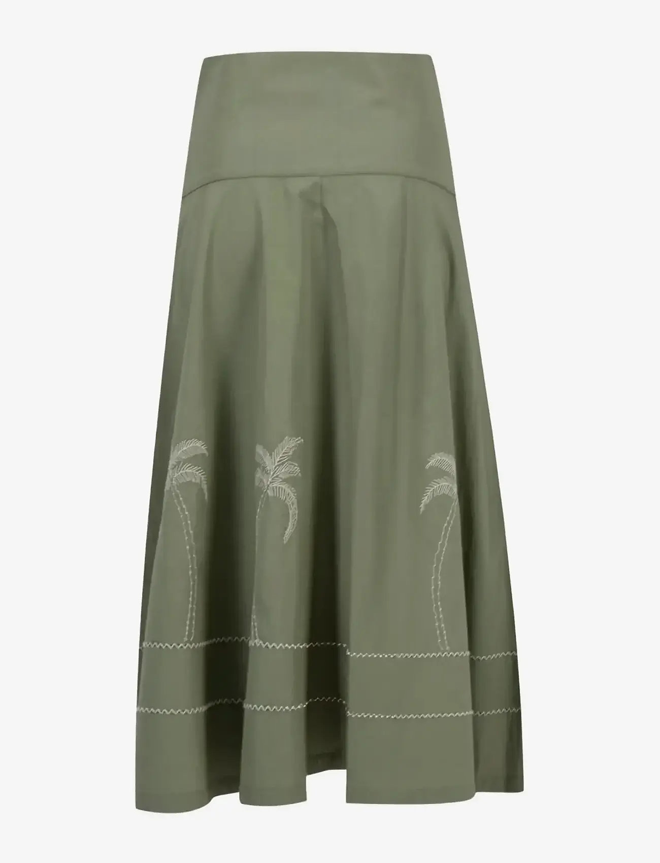 Maison Labiche - PORTALIS PALM - midi-röcke - linen olive green - 2