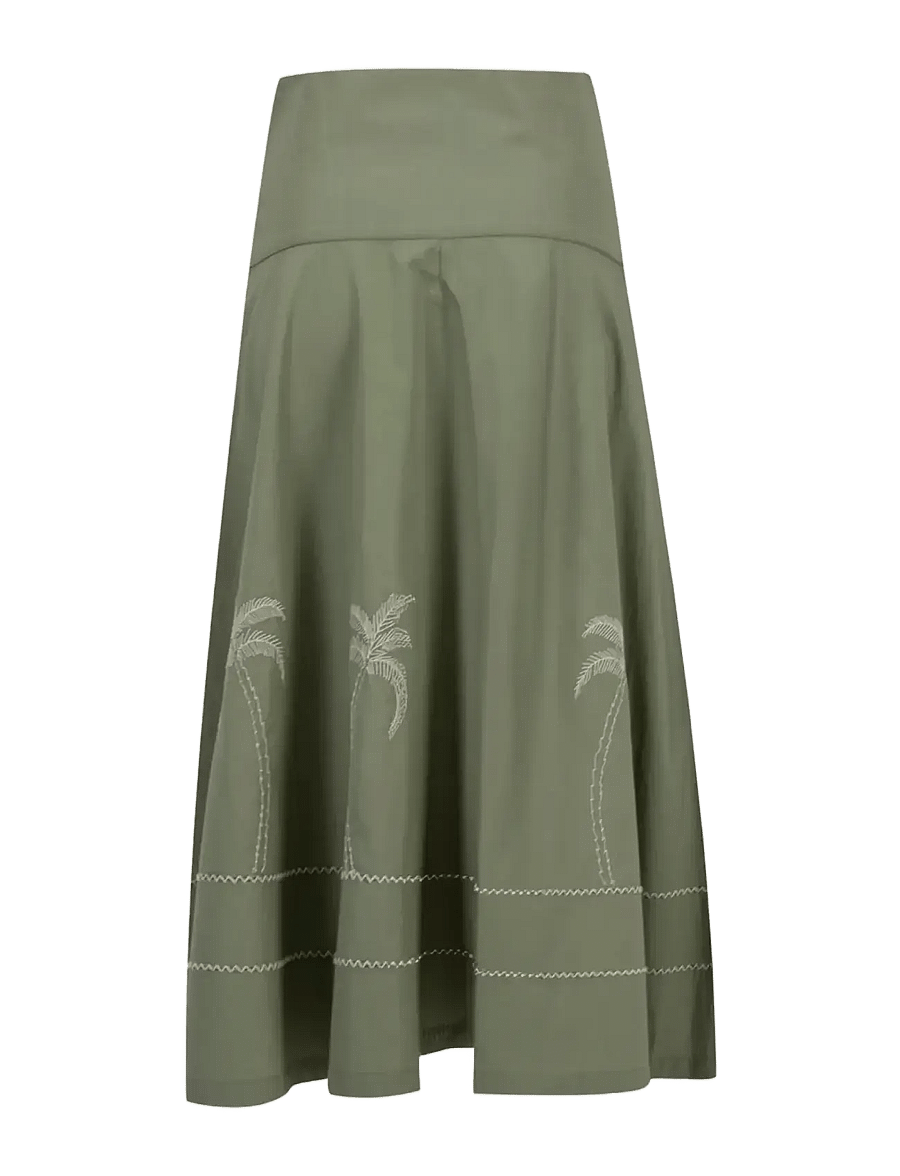 Maison Labiche - PORTALIS PALM - midi nederdele - linen olive green - 2